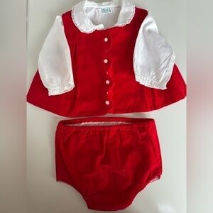 Vintage Tiny Tots Red Velvet Long sleeve outfit
